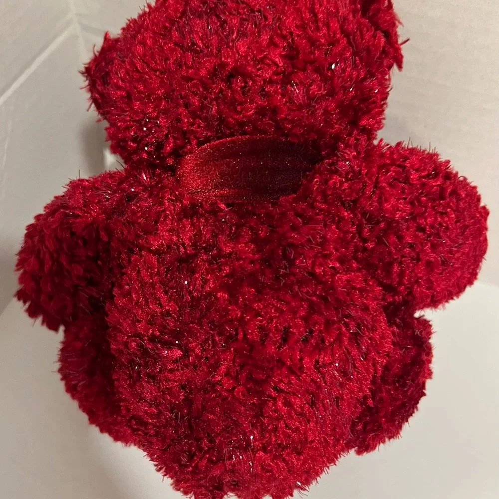 Russ Rosetta Burgundy HolidayRed Shimmering Plush Teddy Bear Velvet Bow HandMade